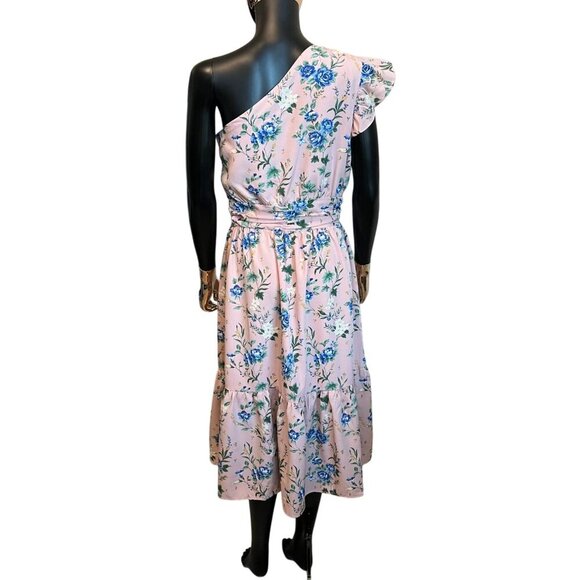 ee:some Pink Floral One Shoulder Midi Dress NWT Size M - Picture 7 of 12